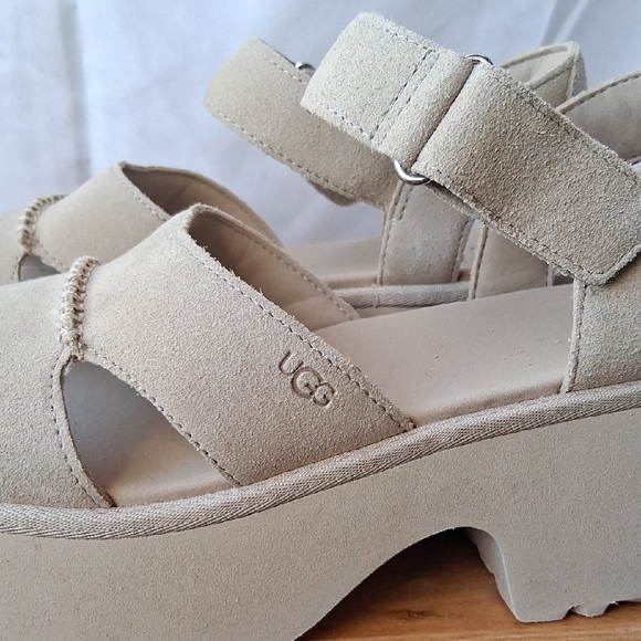 UGG New Height Beige Platform Sandals 9.5 - Picture 2 of 10